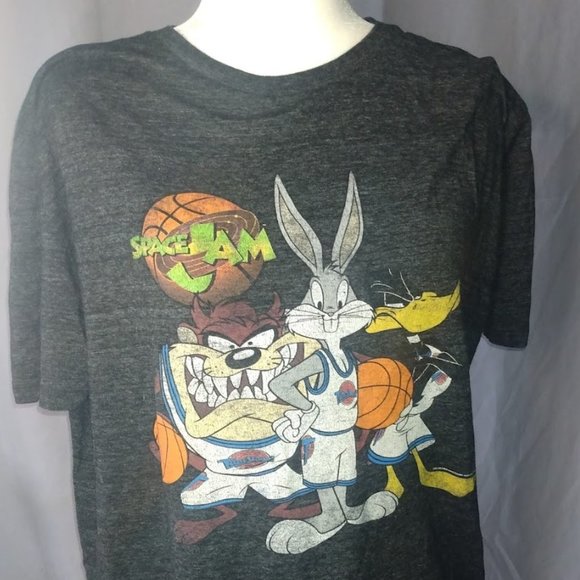 Unisex Old Navy Collectability Vintage Space Jam Dark Heather Grey Daffy Bugs - Picture 1 of 3